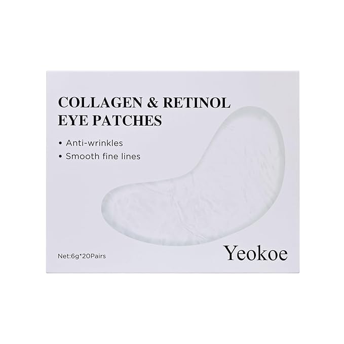 Yeokoe Under Eye Patches for Dark Circles,Puffy Eyes,20 Pairs Face Masks SkinCare With Collagen and Retinol for Anti wrinkles Smooth Fine Lines