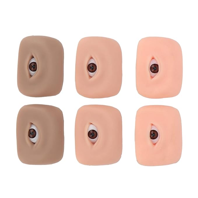 Eye Practice Skin, 3 Pairs 3D Silicone Fake Eye Practice Skin Makeup Face Board Microblading Supplies Eyebrow Practice Skin for Beginners and Makeup Artists Students