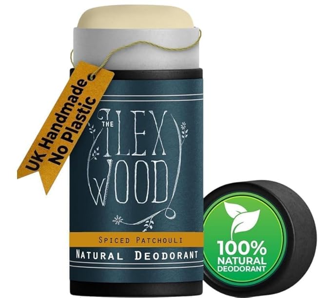 The Ilex Wood Natural Deodorant - 2.4fl oz. Handmade, Aluminum Salt Free, Plastic Free, Cruelty and Alcohol Free, Vegan, Eco Friendly Cardboard Tube – Spiced Patchouli (Spicy and Woody)