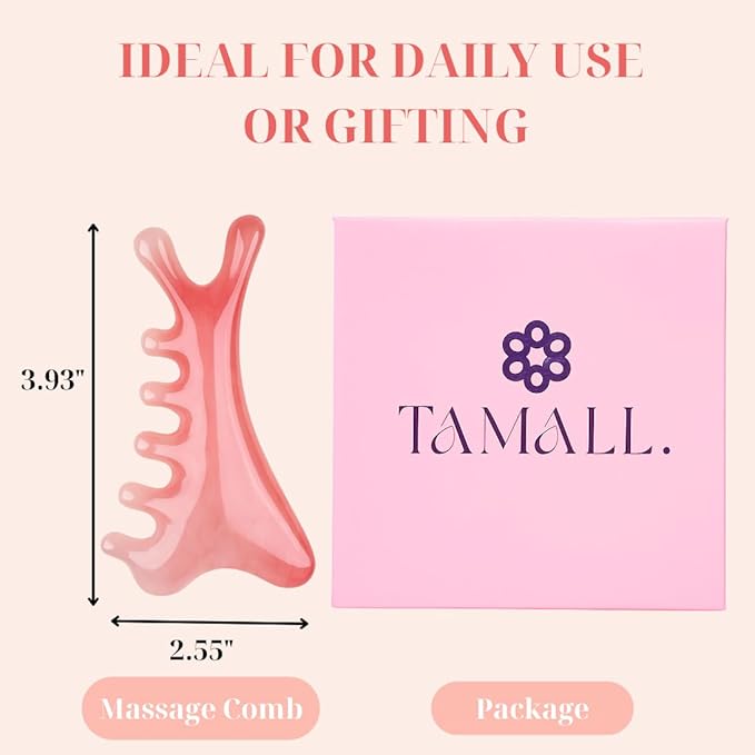 Pink Gua Sha & Massage Comb Set – Massage Tool for Neck, Eye, and Head Massage – Stress Relief, Lifting, and Meridian Therapy Tool for Relaxation – Perfect Self Care Gift for Women & Men