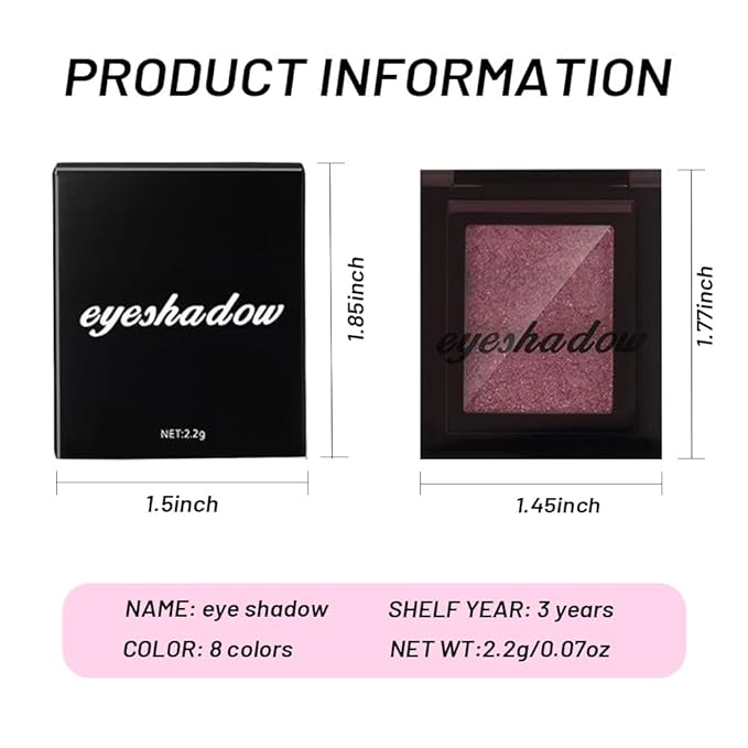 Sparkly Eyeshadow Palette for Women, Single Monochrome Eye Shadow Makeup, Shiny Pressed Cream Powder, Blendable Natural sombras para ojos, Holographic,Vegan,Travel (04-Glitter-Rose Pink)