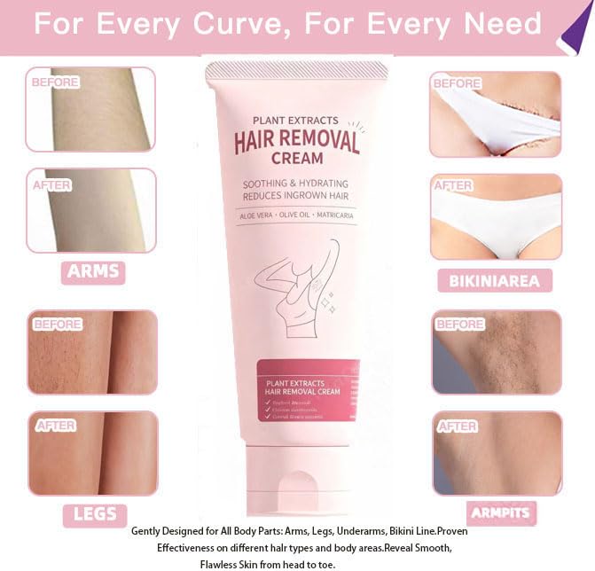 3.5OZ Full Body Hair Removal Cream for women on Arms, Legs, Underarm, Bikini with Aloe, Ceramides,Camellia, Bisabolol | Soothing, Gentle, Fresh Scent, No Dark Spots, Sensitive Skin