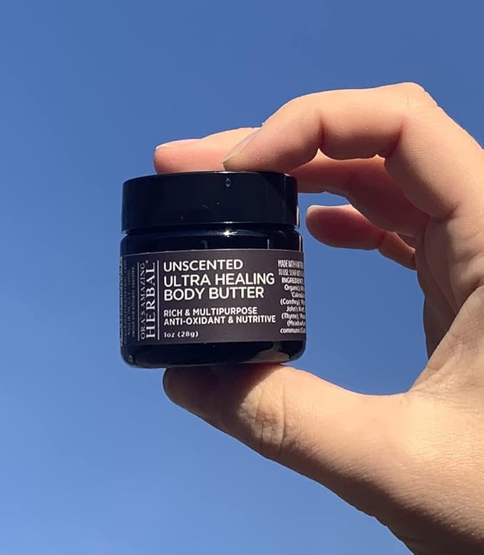 Ora's Amazing Herbal Ultra Healing Body Butter, Intensive Unscented Moisturizer For Dry Skin, Fragrance Free Skin Cream, 1 oz