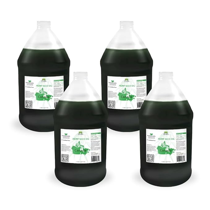 Nature Packaged Hemp Seed Oil for Skin, Hair and Body Direct from Hemp Oil Canada - Cold Pressed Hemp Seed Oils - 1 Gallon (Pack of 4)