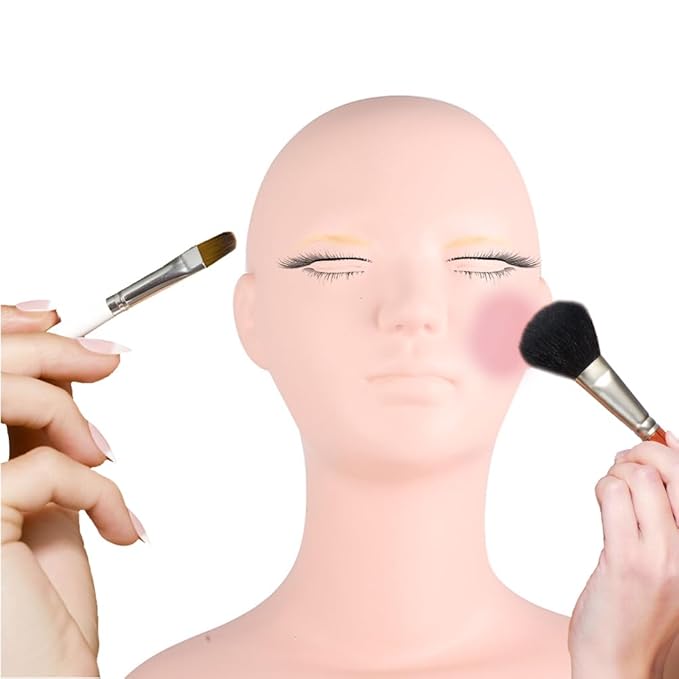 Multi Function Makeup Practice Model, Esthetics Soft Mannequin Head with Shoulders Massage Wig Hat Display Silicone PVC Skin Texture Facial Practicing for Salons Cosmetology School Students