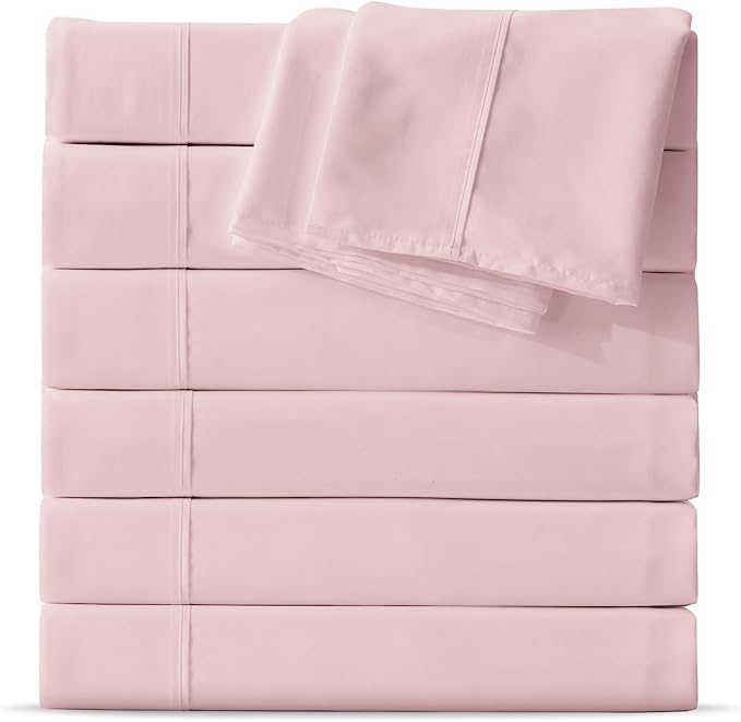 Maple&Stone King Flat Sheet 6 Pack,Premium Soft & Breathable,Brushed Microfiber Fabric,Anti-Shrinkage & Non-Fading,Bulk Flat Sheets Only King Size (Pink)