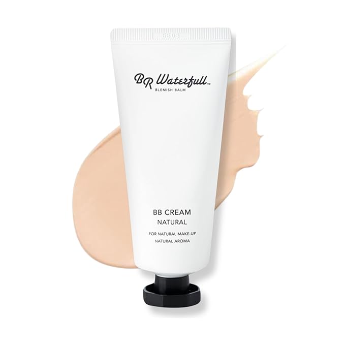 BR Waterfull Blemish Balm, Korean BB Cream, Dewy Finish, Moisturizing Medium Flawless Coverage, Natural Skin Tone, Glow & Dewy Makeup, 1.41oz (BB Cream Natural Type)