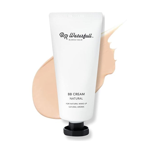 BR Waterfull Blemish Balm, Korean BB Cream, Dewy Finish, Moisturizing Medium Flawless Coverage, Natural Skin Tone, Glow & Dewy Makeup, 1.41oz (BB Cream Natural Type)