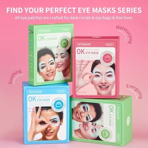 OK Shape Eye Masks, 360° Fit Under Eye Patches with Caffeine and Collagen, Firming & Hydrating Eye Mask for Dark Circles and Puffiness, Self Care Gifts for Women - 18 Pairs, Mystery White