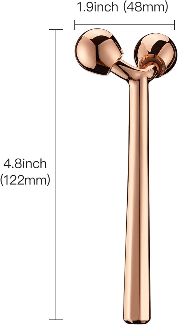 Tekson Face Roller, Facial Metal Massager, Massage Tool for face (Rose)