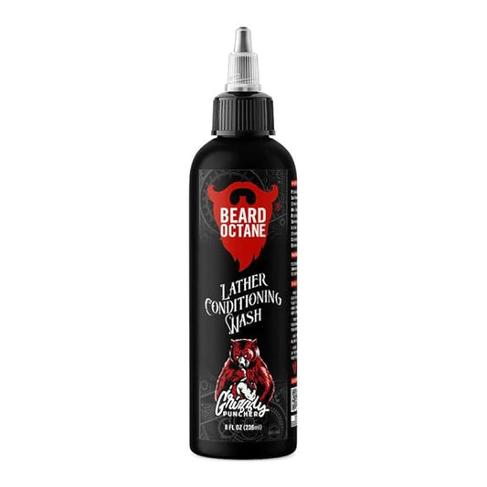 Beard Octane Beard Wash for Men – Grizzly Puncher (Masculine Cologne: Teakwood, Oakmoss) – Gentle Daily Beard Shampoo with Shea Butter – Cleans Without Drying – 8oz