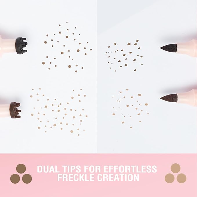 Jolilab Freckle Pen 3-in-1: Dual-Ended Stamp & Precision Tip (Eyeliner/Brow Pencil), 2 Shades Soft Brown/Dark Brown, Waterproof Long-Lasting Smudge-Proof Compact On-the-Go Makeup(DARK BROWN)