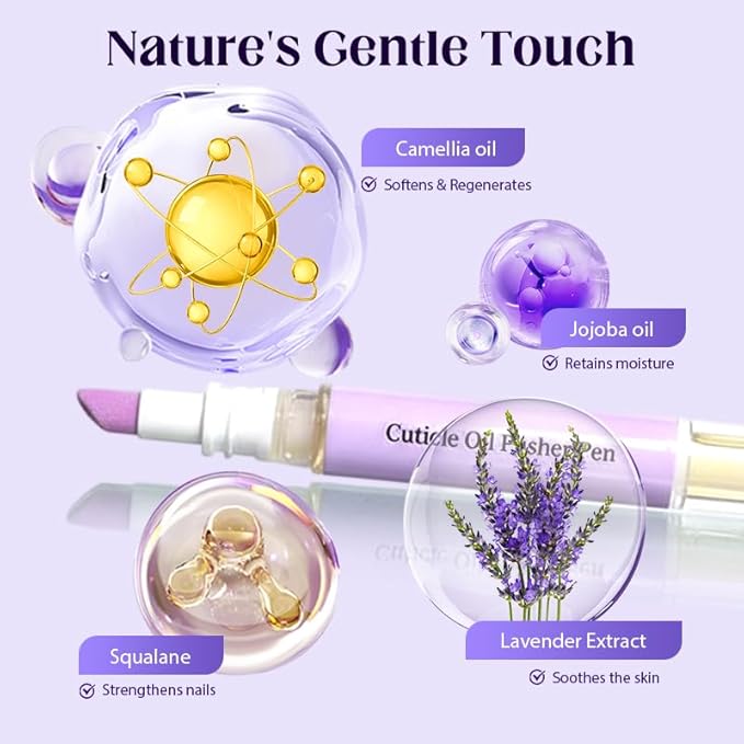 2-in-1 Cuticle Oil Pusher Pen, 2026 New Ceramic Cuticle Pusher & Oil Pen, Nail Care Tool for Dry Damaged Nails Hangnails Moisturiz Polish Brighten (1 pcs)