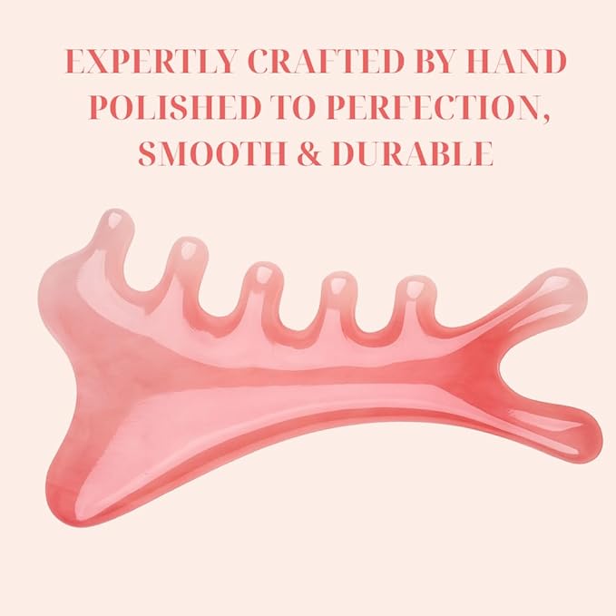 Pink Gua Sha & Massage Comb Set – Massage Tool for Neck, Eye, and Head Massage – Stress Relief, Lifting, and Meridian Therapy Tool for Relaxation – Perfect Self Care Gift for Women & Men