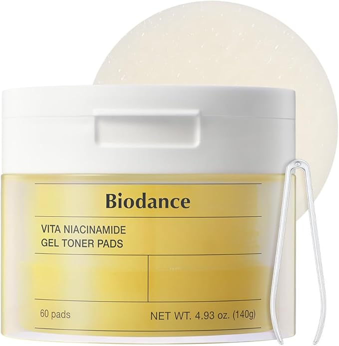 Biodance Vita Niacinamide Gel Toner Pads, Dark Spot Corrector, Evening Skin Tone, Gentle Exfoliating Toner Pads with Vitamin C, Korean Skin Care, Valentines Day Gifts for Herㅣ4.93 fl.oz.(140g)*60Pads