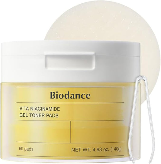 Biodance Vita Niacinamide Gel Toner Pads, Dark Spot Corrector, Evening Skin Tone, Gentle Exfoliating Toner Pads with Vitamin C, Korean Skin Care, Valentines Day Gifts for Herㅣ4.93 fl.oz.(140g)*60Pads