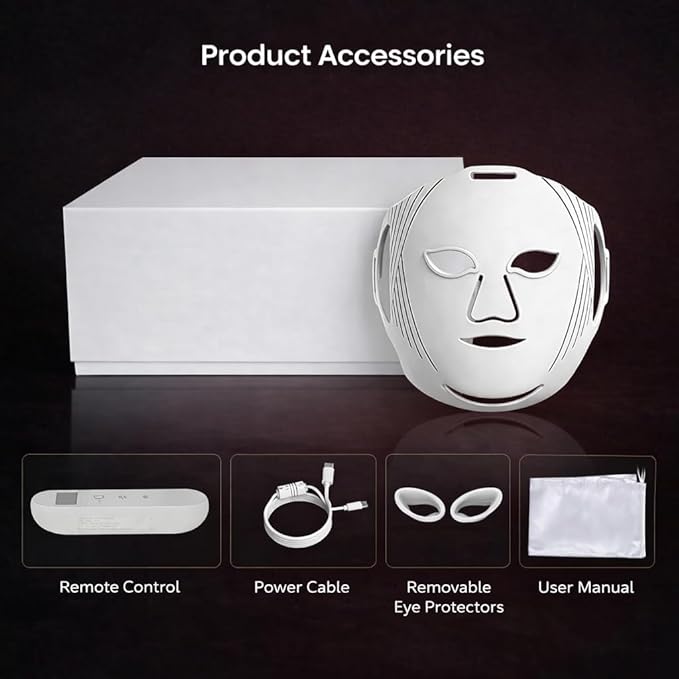 G17 LED Light Therapy Mask FSA Eligible Acne Treatment, Red Light Therapy for Face with Red, Blue, and Near Infrared Lights – Adjustable Brightness & Timer – Flexible LED Mask for Face