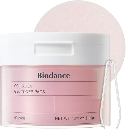 Biodance Collagen Gel Toner Pads, Pore Minimizer for Face, Improving Elasticity, Plumping Toner Pads for Sensitive Skin, Korean Skin Care, Valentines Day Gifts for Herㅣ4.93 fl.oz.(140g)*60Pads