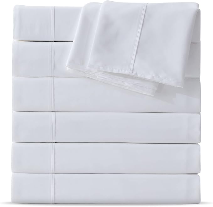 Maple&Stone Full Flat Sheet 6 Pack,Premium Soft & Breathable,Brushed Microfiber Fabric,Anti-Shrinkage & Non-Fading,Bulk Flat Sheets Only Full Size (White)