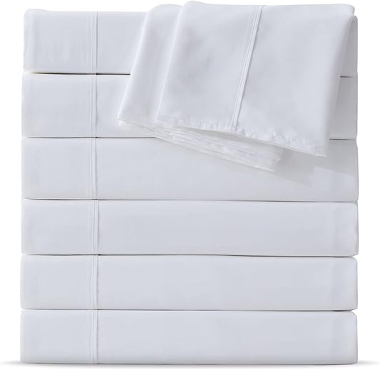 Maple&Stone Full Flat Sheet 6 Pack,Premium Soft & Breathable,Brushed Microfiber Fabric,Anti-Shrinkage & Non-Fading,Bulk Flat Sheets Only Full Size (White)