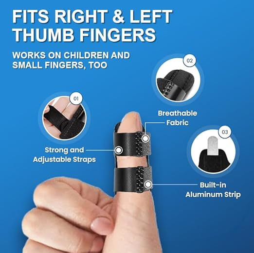 Thumb Splint and Ice Pack (2+2 Set) Trigger Thumb Splint For Pain Relief, Thumb Brace for Knuckle Immobilization, Thumb Spica for Arthritis, Mallet Finger, Also Fits Index, Ring, Pinky, Little, Small Fingers