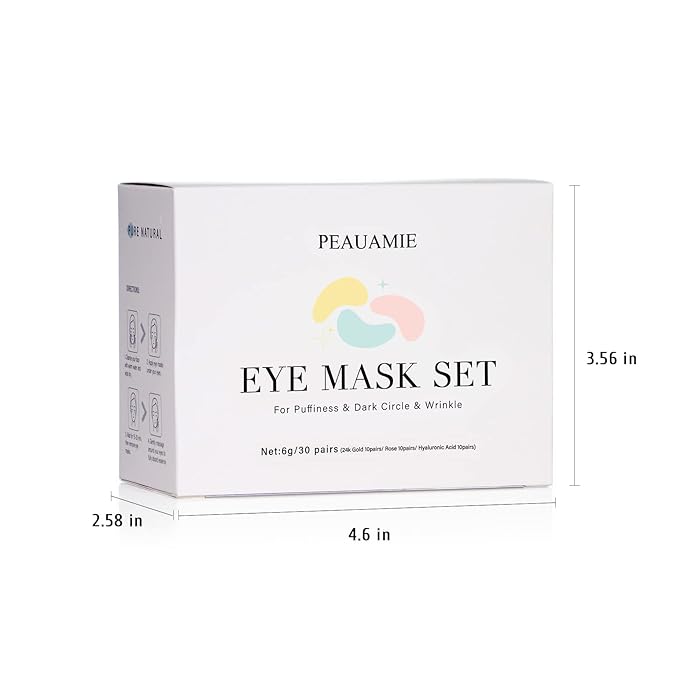 PEAUAMIE Under Eye Patches Gold and Hyaluronic Acid for puffy eyes,Rose Eye Masks for Dark Circles and Puffiness skin care Smooth Wrinkles products 30 Pairs