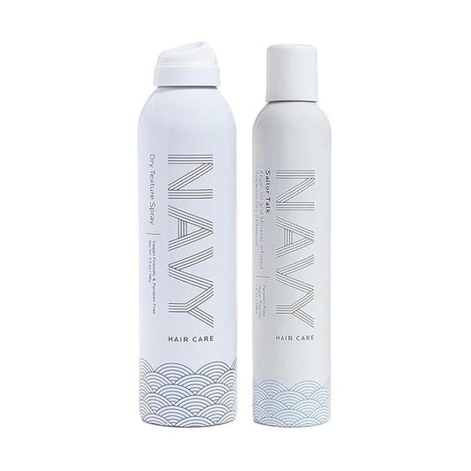NAVY HAIR CARE Dry Texture Spray + Sailor Talk Dry Shampoo for Oily Hair | Achieve Fuller Looking Hair + Infused with Argan Oil to Prevent Hair Breakage | 7 oz each