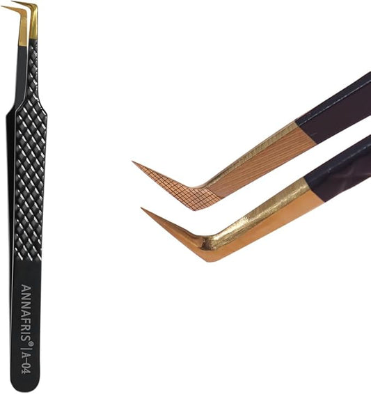 Lash Tweezers for Eyelash Extensions,Precision Fiber Tip for Volume Eyelash Extensions,Lash Extension Tweezers for Easy Application and Removal-A04