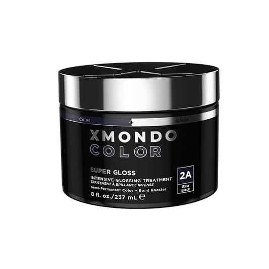 XMONDO Color Blue Black Color Depositing Mask & Semi-Permanent Hair Dye Super Gloss Infused with Bond Boosters for Nourishment, Revitalize & Repair, Vegan Formula, 8 Fl Oz