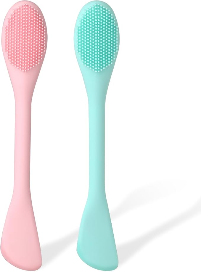 2 Pcs Silicone Face Mask Brush Applicator 2 in 1 Soft Bristle Face Scrubber Beauty Tool Portable Facial Cleansing Brush Applicator for Mud Clay Charcoal Mixed Mask DIY Modeling Mask Body Lotion