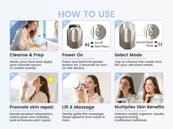 LULUROSE Facial Massager with Red and Blue Light Heat Vibrating for Face,Beauty Device for Skin Care Wrinkles,at Home or Traveling