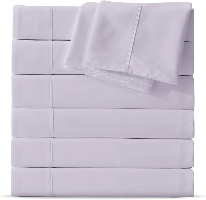 Maple&Stone King Flat Sheet 6 Pack,Premium Soft & Breathable,Brushed Microfiber Fabric, Anti-Shrinkage & Non-Fading,Bulk Flat Sheets Only King Size (Lilac Purple)