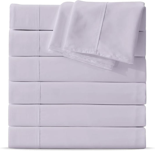 Maple&Stone Twin Flat Sheet 6 Pack,Premium Soft & Breathable,Brushed Microfiber Fabric,Anti-Shrinkage & Non-Fading,Bulk Flat Sheets Only Twin Size (Lilac Purple)