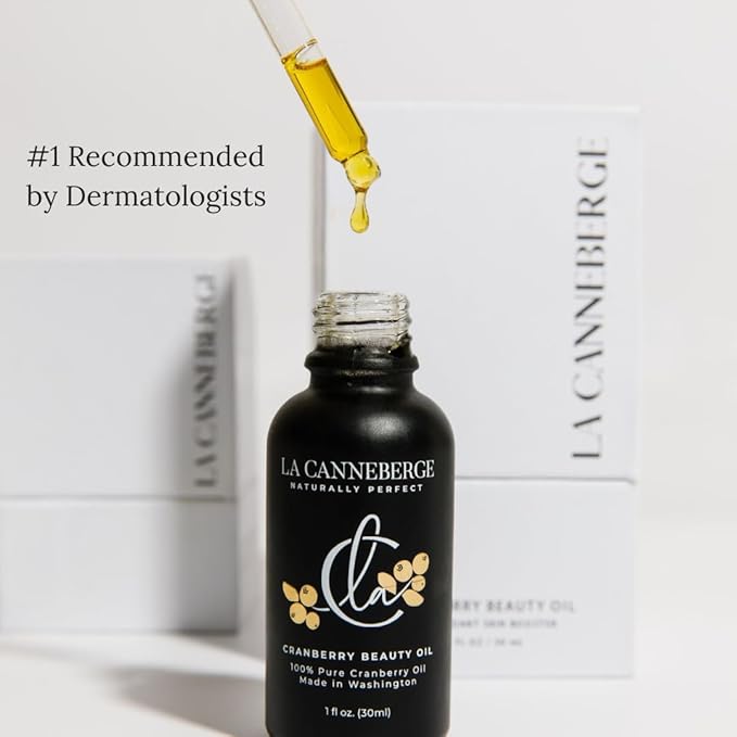 LA CANNEBERGE Cranberry Beauty Oil - Intensive Hydration & Revitalization for Face, Hair & Body -1 Fl Oz Certified Organic Cranberry Seed Oil -Moisturizing, Vitamin-Rich, Non-Greasy Skin Care