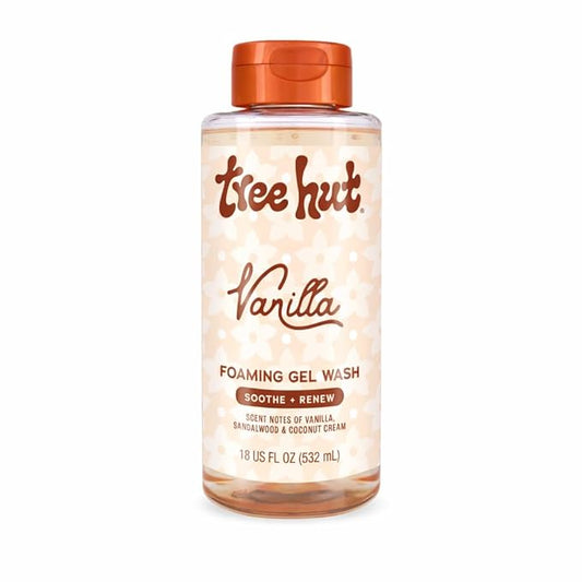 Tree Hut Vanilla Foaming Gel Wash, Moisturizing & Hydrating Body Wash with Shea Butter, Gently Cleanses for Soft, Fresh & Radiant Skin, 18 fl oz