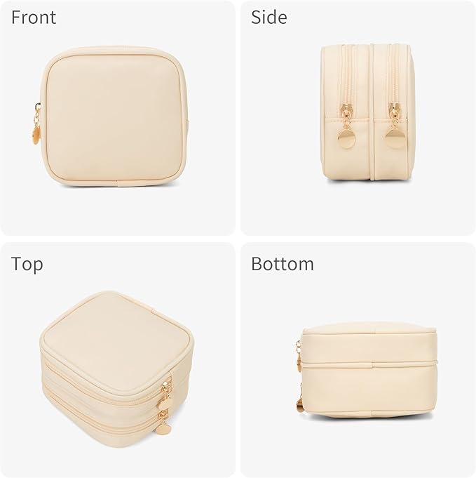 Small Makeup Pouch, Double Zipper Cosmetic Bag, Travel Makeup Bag, Cute Makeup Bag for Purse, Mini Toiletry Bag (sand)