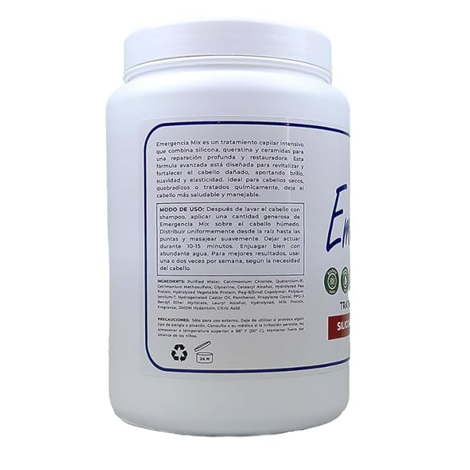 Emergencia Mix Intensive Mask with Silicone, Keratin, and Ceramides for Deep and Restorative Repair, Revitalize and Strengthen Damaged Hair, Providing Shine and Softness (60 OZ)