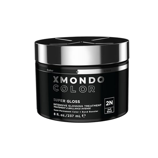 XMONDO Color Soft Black Color Depositing Mask & Semi-Permanent Hair Dye Super Gloss Infused with Bond Boosters for Nourishment, Revitalize & Repair, Vegan Formula, 8 Fl Oz