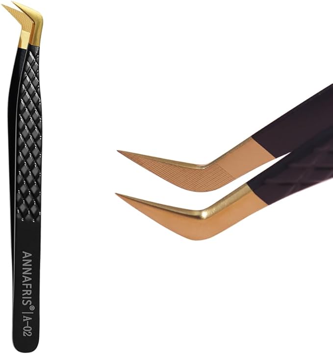 Lash Tweezers for Eyelash Extensions,Precision Fiber Tip for Volume Eyelash Extensions,Lash Extension Tweezers for Easy Application and Removal-A02