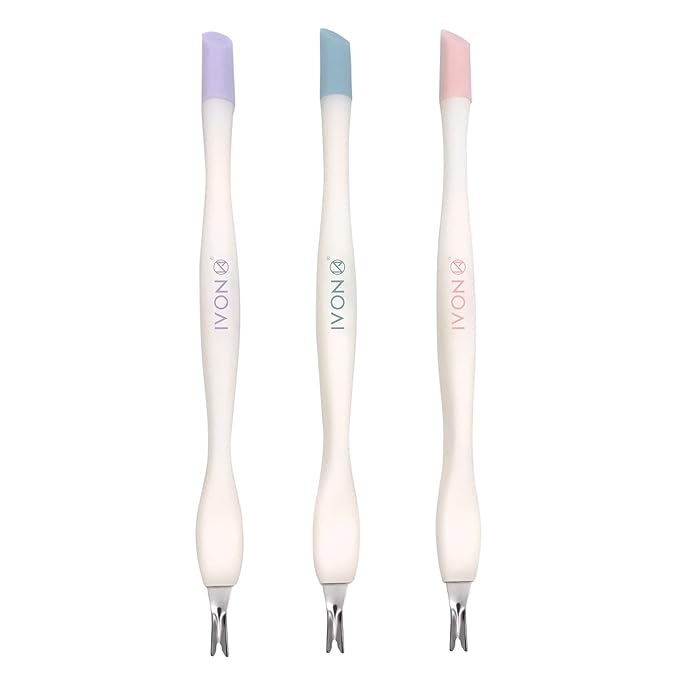 IVON Cuticle Trimmer with Pusher, 3pcs Rubber Tip Cuticle Tool for Nail Art