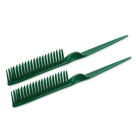 SIMPOR 3 Row Hair Comb for Natural Detangling, Hair Styling Brush, Nylon Bristle Unbraider Teasing Rat Tail Comb for Women Men Green