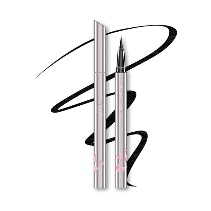 CHARMACY Liquid Eyeliner Waterproof, Intense Black Long Lasting Eyeliner Pen with Ultra Fine Tip, Smudge Proof, Smear Proof, Easy Apply for Winged Liner & Precise Lines, Beginner Friendly, 0.6ml