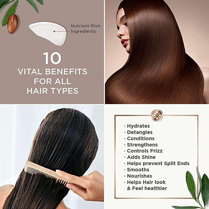 ARGAN MAGIC Hair Care Essentials Trio - Shine Boosting Shampoo | Moisturizing Conditioner | 10 in 1 Leave in Spray | Restores Shine & Elasticity | Hydrates | Detangles | Made in USA (32 oz / 8 oz)