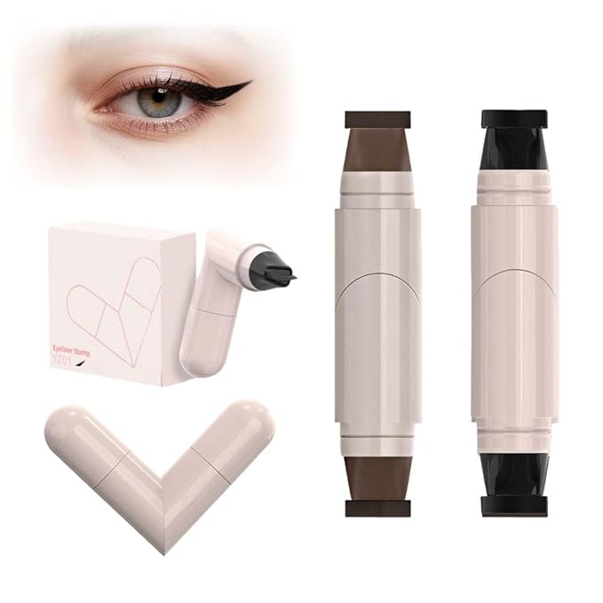 Rotating Eyeliner Stamp Pen, 2026 Upgrade Long Lasting Rotating Waterproof Winged Eyeliner Stamp Pen, Smudge Proof Eye Liner Tool (Black+Brown)