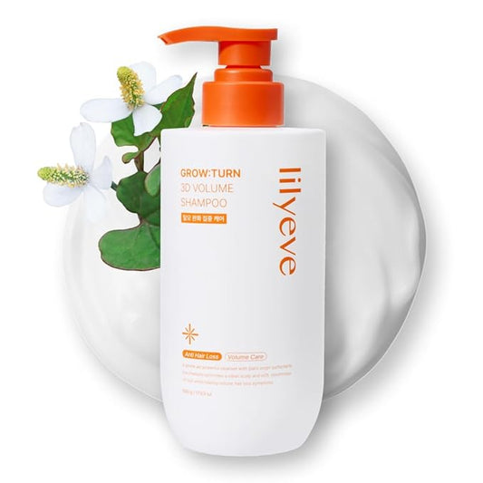 lilyeve GROWTURN 3D Volume Shampoo – Hair Growth Shampoo Infused with Hearthleaf Derived Exosome, For Hair Thickening & Volumizing Root Boost, Korean Hair Care – 16.23 fl. oz. (17.63 oz.)