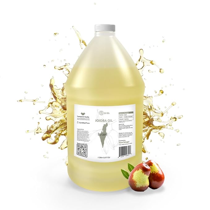 Nature Packaged Jojoba Oil - Direct from EIR Oils' Farm in Israel - 100% Pure Carrier Oil for Hair, Face, and Skin - Hand-Picked, Cold-Pressed Carrier Oil (1 Gallon)