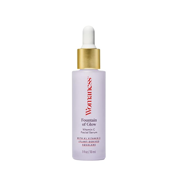 Womaness Fountain of Glow - Vitamin C Face Serum, Brightening Glow Serum with 8% Vitamin C & Plant-Derived Squalane Oil, Antioxidant Serum for Even Skin Tone, Menopause & Perimenopause Care - 30ml