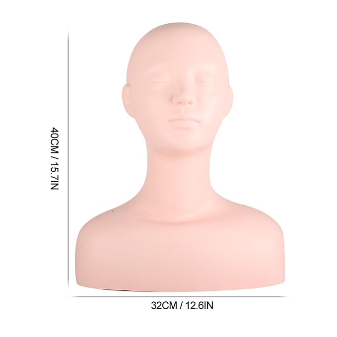 Multi Function Makeup Practice Model, Esthetics Soft Mannequin Head with Shoulders Massage Wig Hat Display Silicone PVC Skin Texture Facial Practicing for Salons Cosmetology School Students