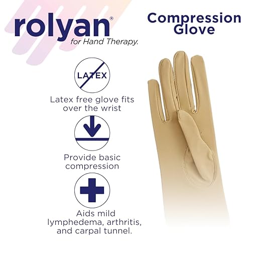 Rolyan Compression Glove, Compression Glove for Arthritis for Men & Women, Arthritis Compression Gloves for Carpal Tunnel, Compression Glove for Swelling, Right Hand, Large, Closed Finger