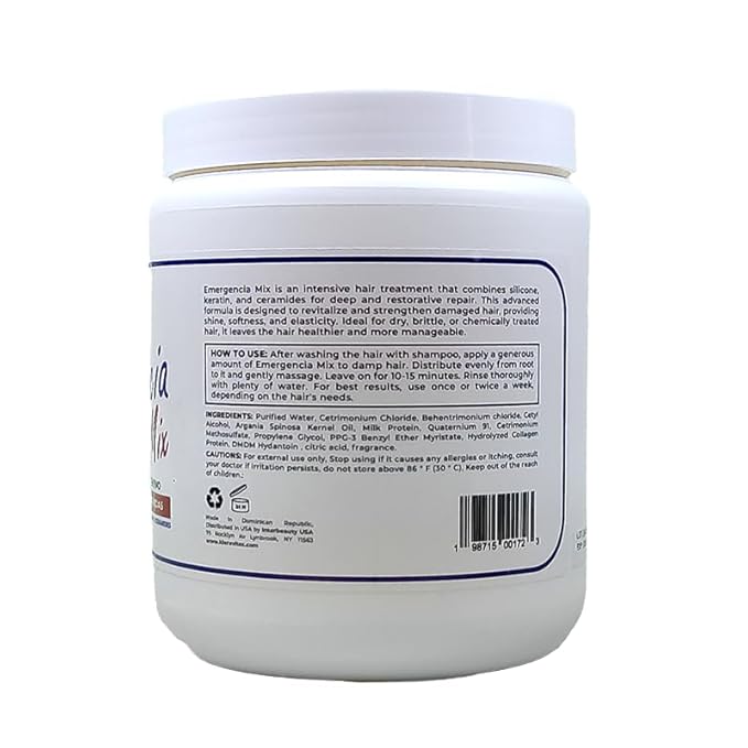 Emergencia Mix Intensive Mask with Silicone, Keratin, and Ceramides for Deep and Restorative Repair, Revitalize and Strengthen Damaged Hair, Providing Shine and Softness (36 OZ)